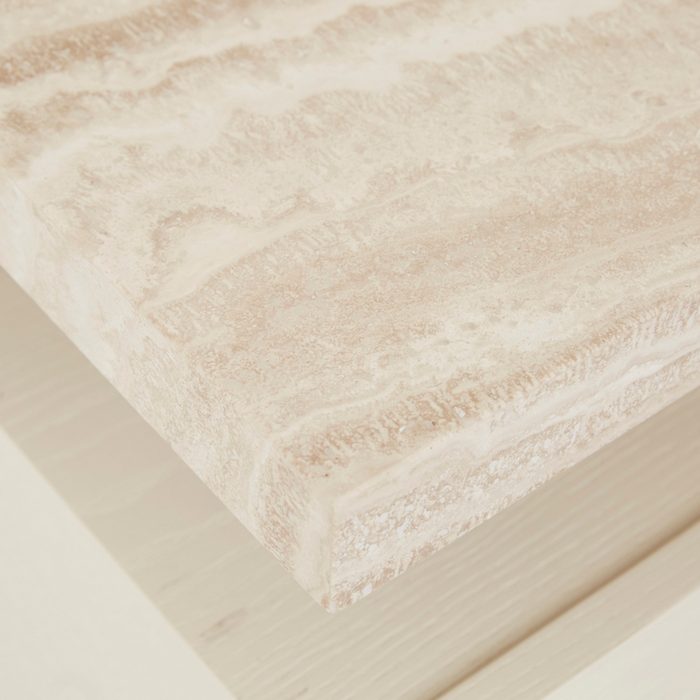 Float Marble Bedside Table - Travertine/Shell