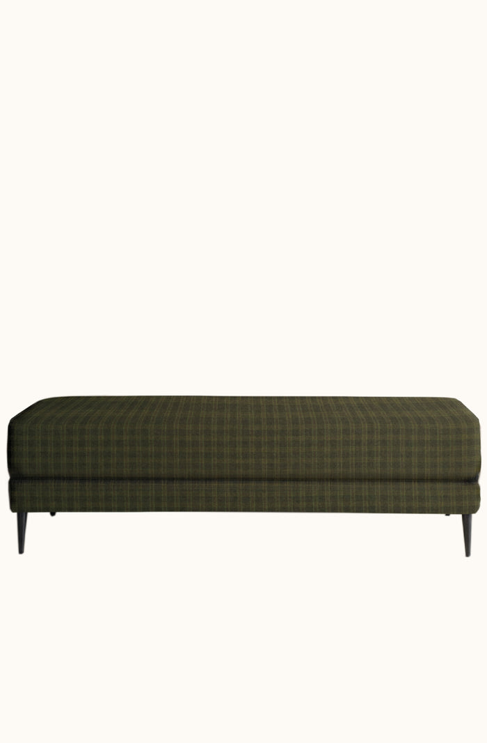 Semplice Deep Moss Plaid Ottoman