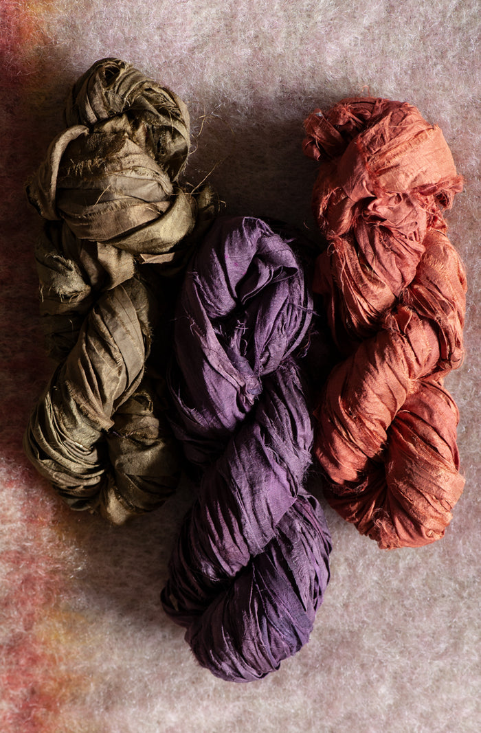 Silk Sari Ribbon - Amber