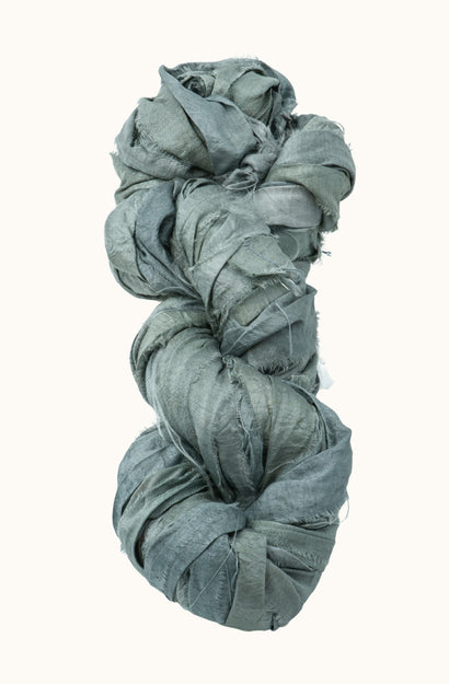 Silk Sari Ribbon - Fog