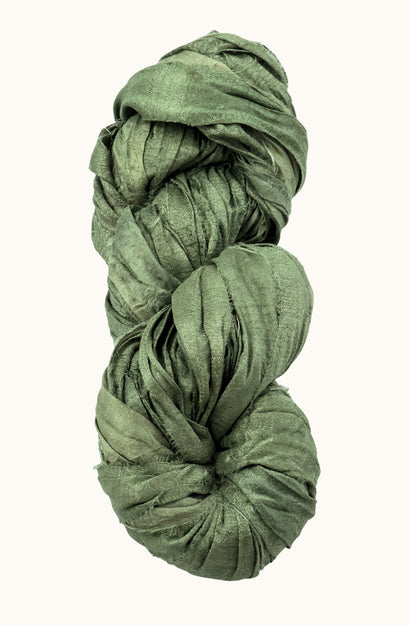 Silk Sari Ribbon - Grass