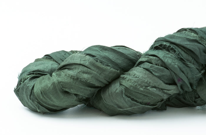 Silk Sari Ribbon - Green