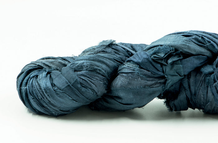 Silk Sari Ribbon - Indigo