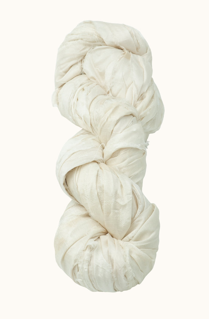 Silk Sari Ribbon - Ivory