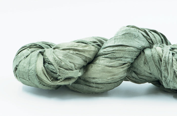 Silk Sari Ribbon - Lichen