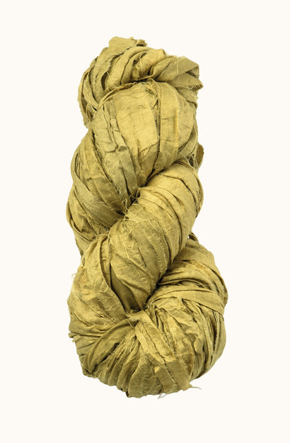 Silk Sari Ribbon - Olive