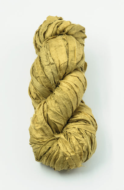 Silk Sari Ribbon - Olive