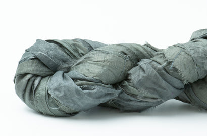 Silk Sari Ribbon - Fog