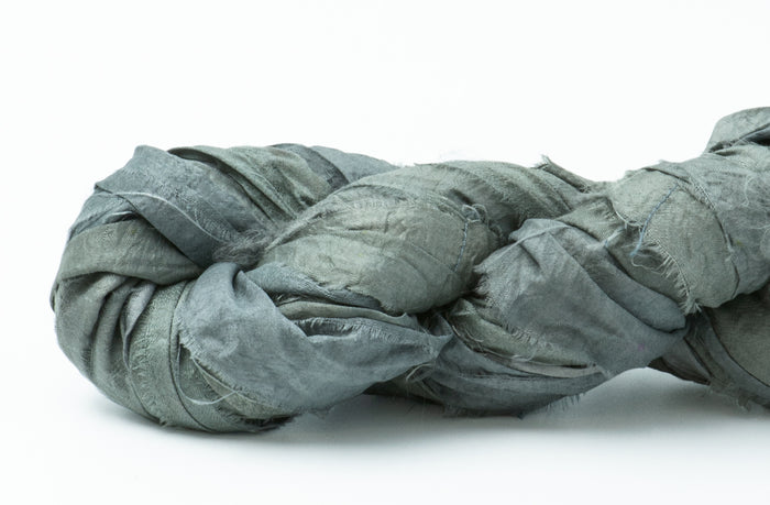Silk Sari Ribbon - Fog
