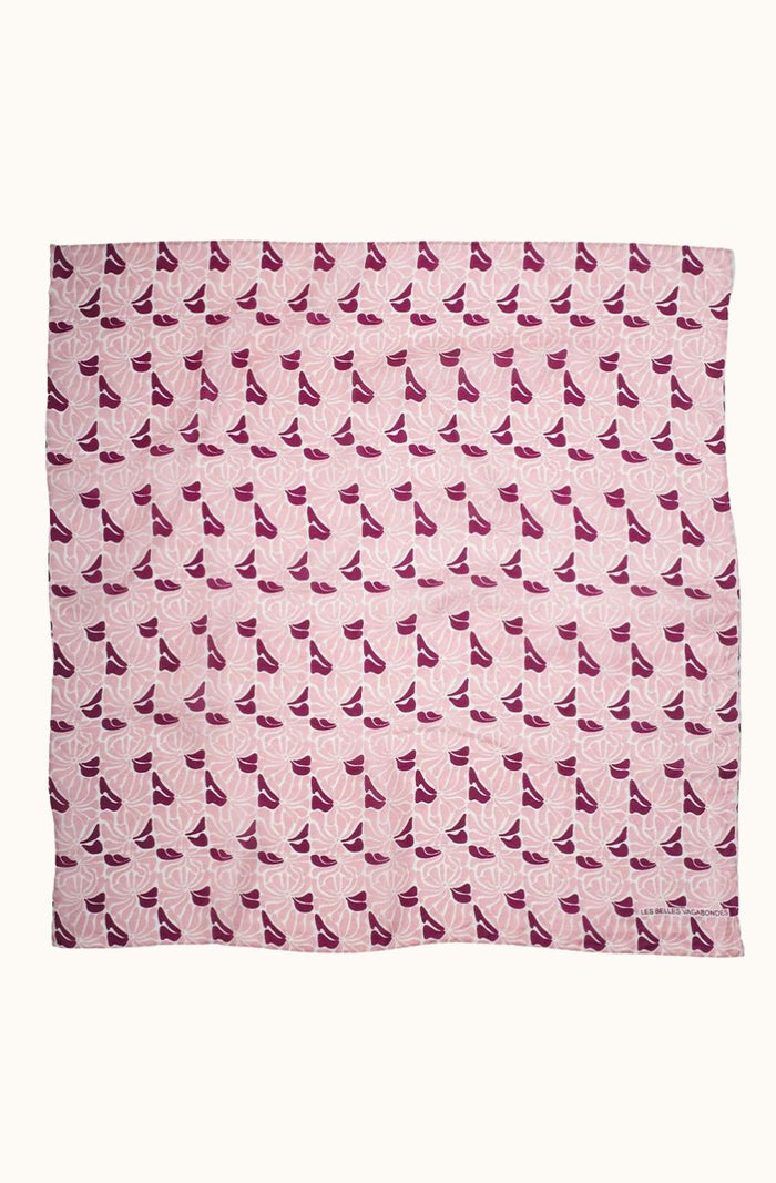 Silk Scarf - Plumeria Rose Pink - Square