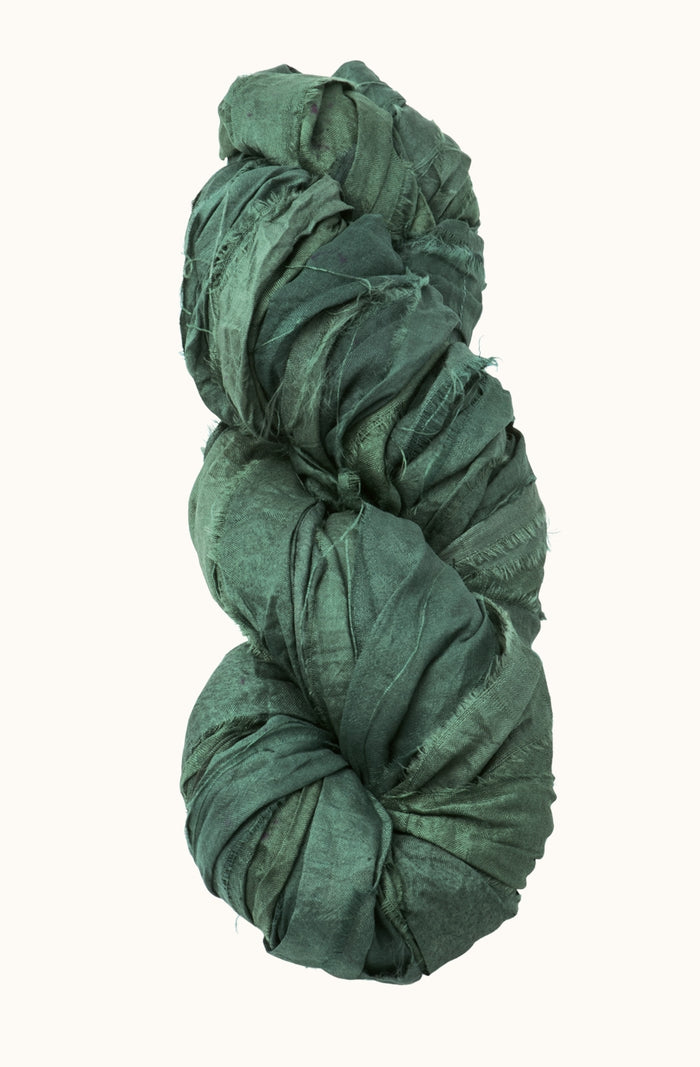 Silk Sari Ribbon - Green