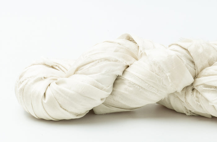 Silk Sari Ribbon - Ivory