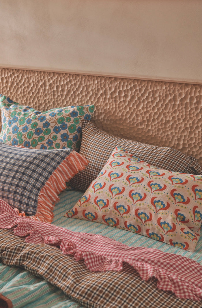 Sparrows Check Ruffle Pillowcase - Set of 2