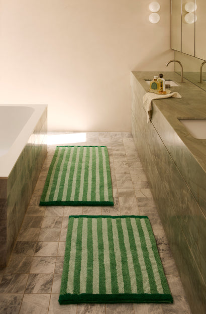 Stripe Reversible Green Bath Mat