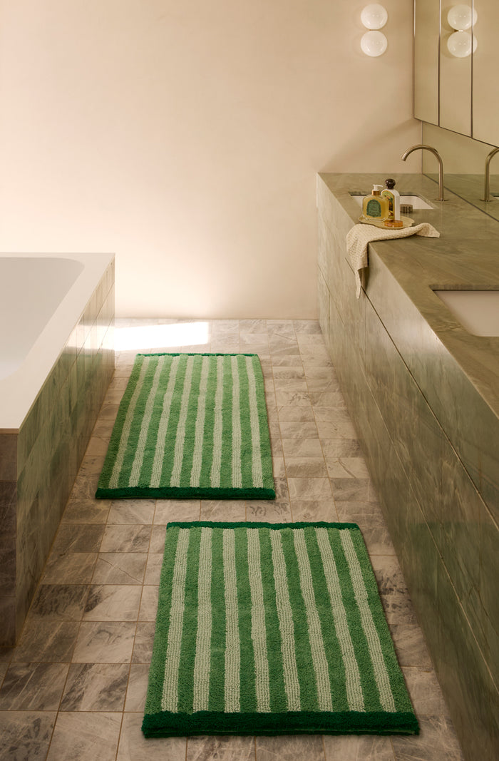 Stripe Reversible Green Bath Mat