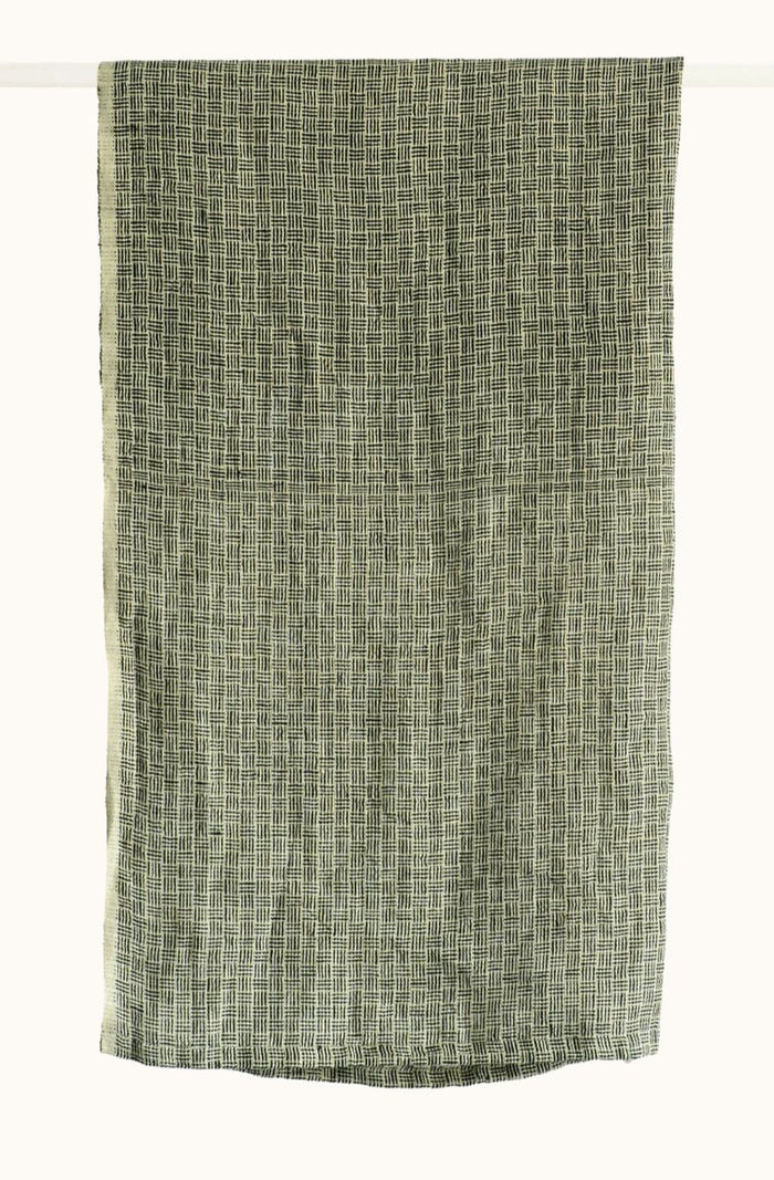 Natural Stripe Check Tea Towel