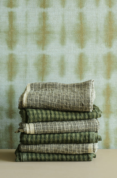 Natural Stripe Check Tea Towel