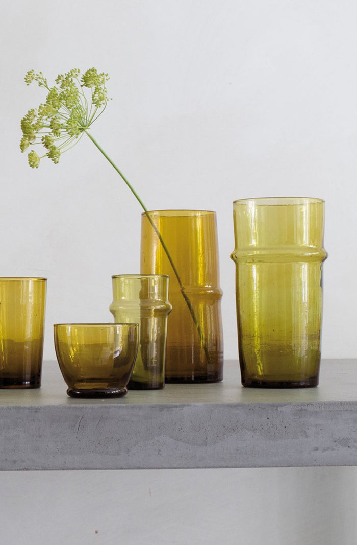 Moroccan Mustard Glass Vase - Medium