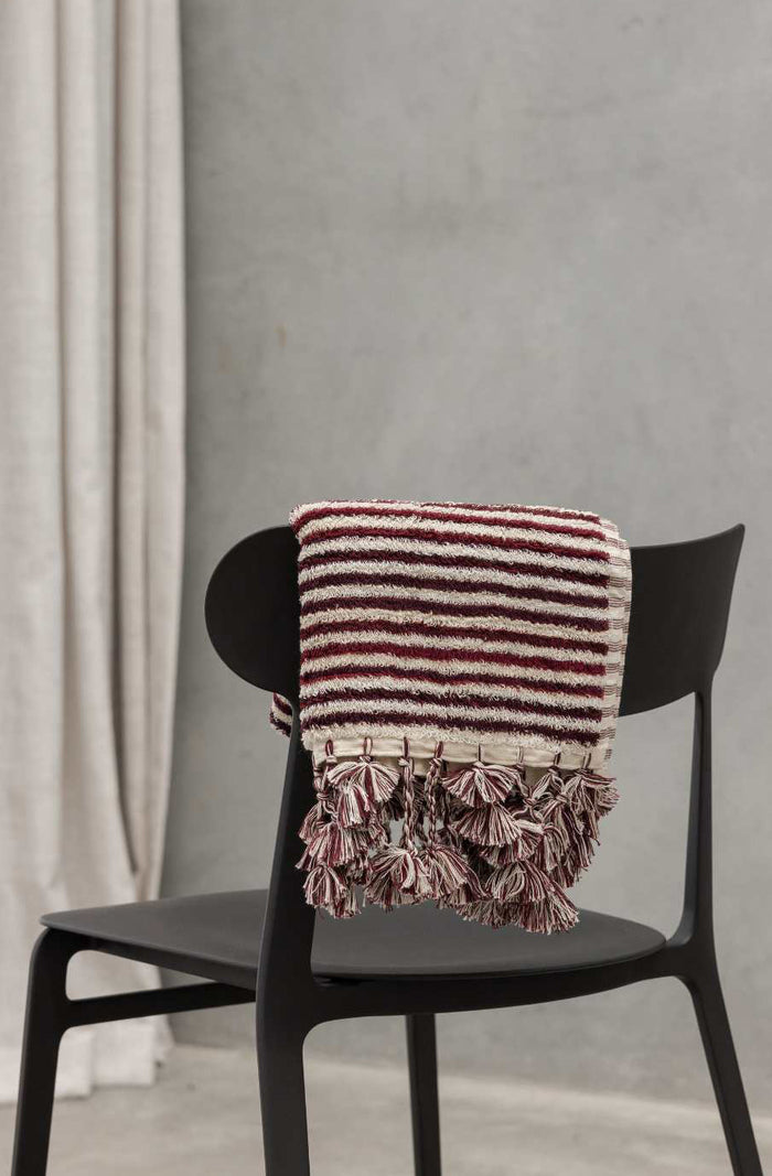 Burgundy Stripe Bath Mat