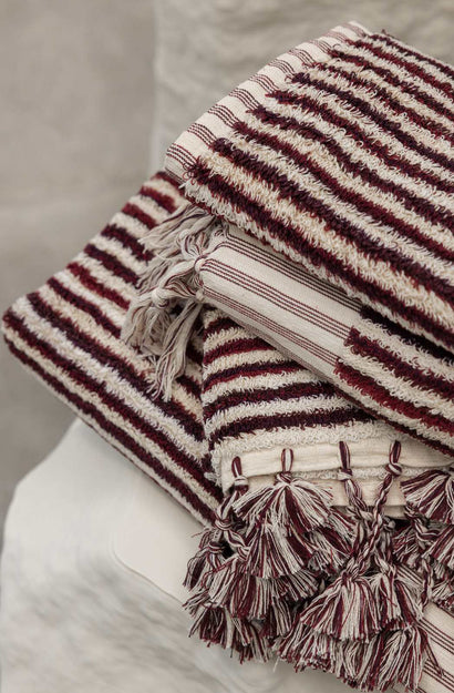 Burgundy Stripe Bath Towel