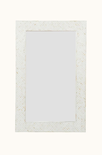 eye design bone inlay mirror - ivory and ivory