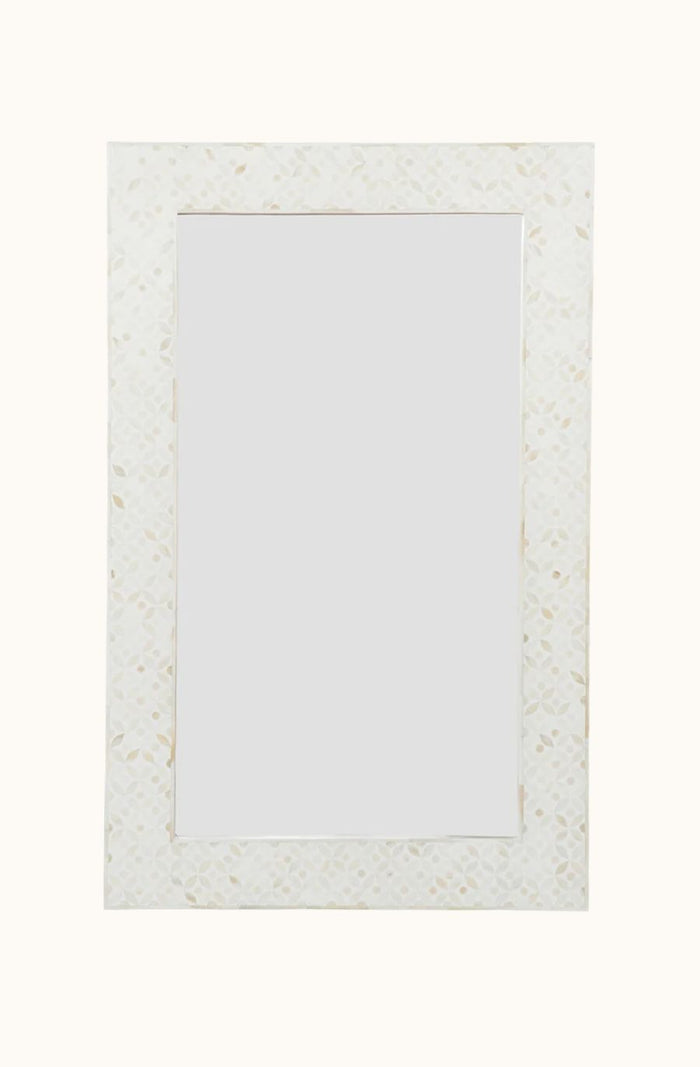 eye design bone inlay mirror - ivory and ivory