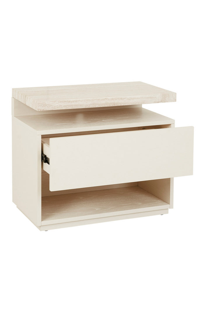 Float Marble Bedside Table - Travertine/Shell