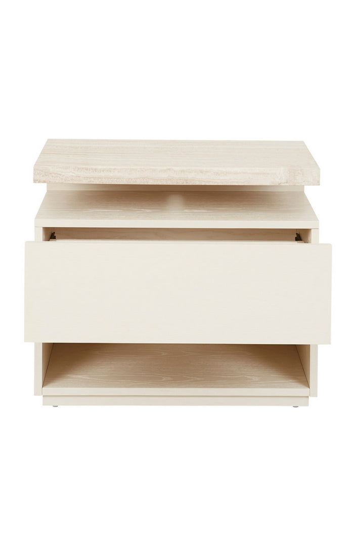 Float Marble Bedside Table - Travertine/Shell
