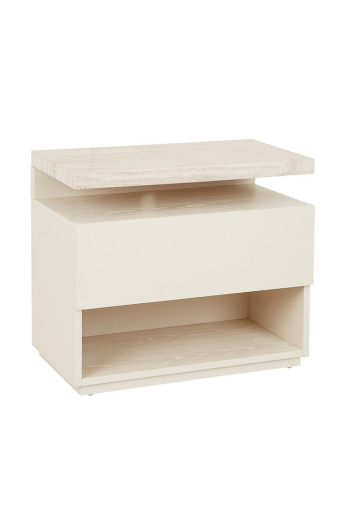 Float Marble Bedside Table - Travertine/Shell