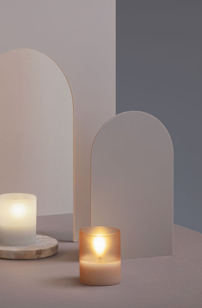Glass Candle Hurricane Champagne Pack of 2