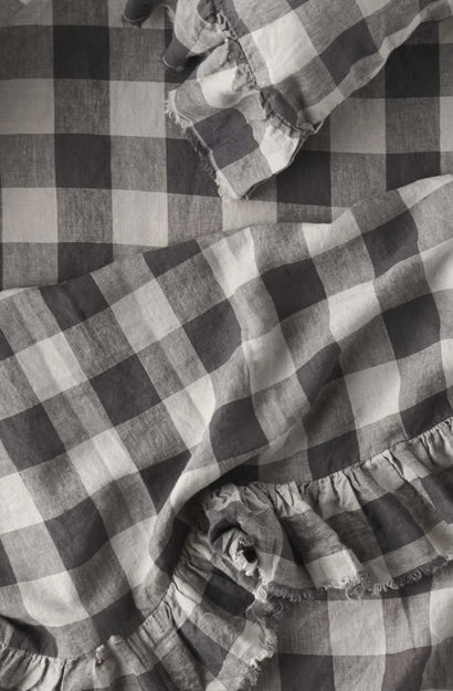 Licorice Gingham Ruffle Flat Sheet