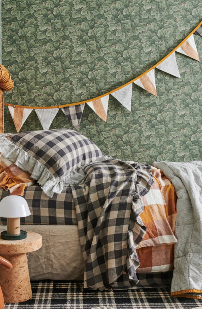 Licorice Gingham Ruffle Flat Sheet