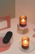 Glass Candle Hurricane Honey Mustard Pack of 2