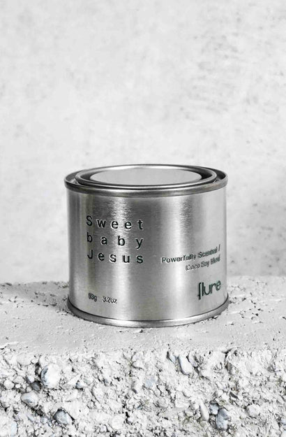 Tin Candle - Sweet Baby Jesus - Myrrh, Frankincense & Black Oud