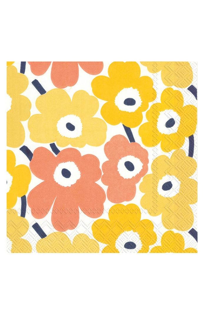 Marimekko Unikko Mini Unikko Yellow Cocktail Napkin Set