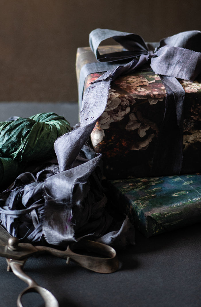 Silk Sari Ribbon - Olive