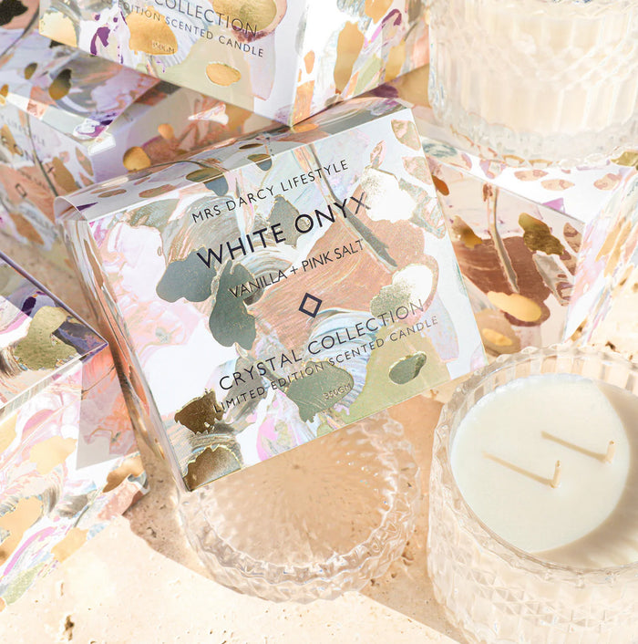 Candle - White Onyx - Vanilla + Pink Salt