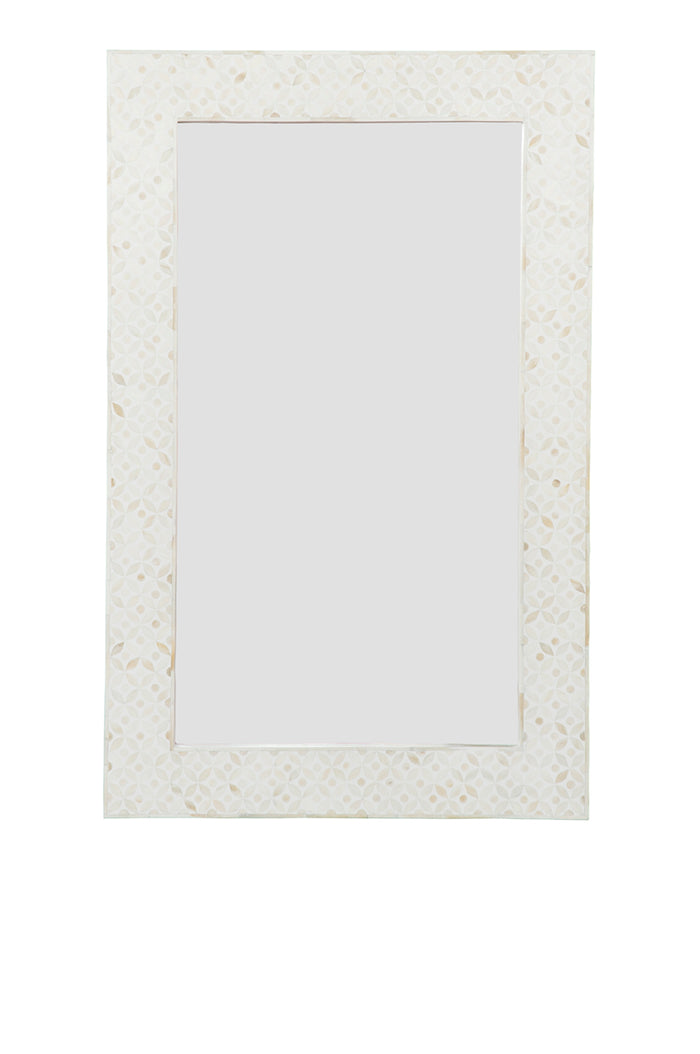 eye design bone inlay mirror - ivory and ivory