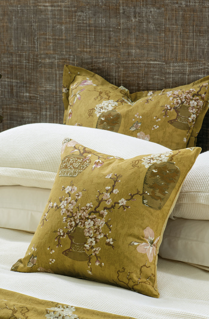 Ikebana Ochre Cushion
