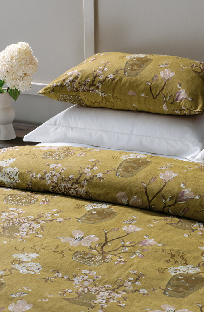 Ikebana Ochre Pillowcase Pair