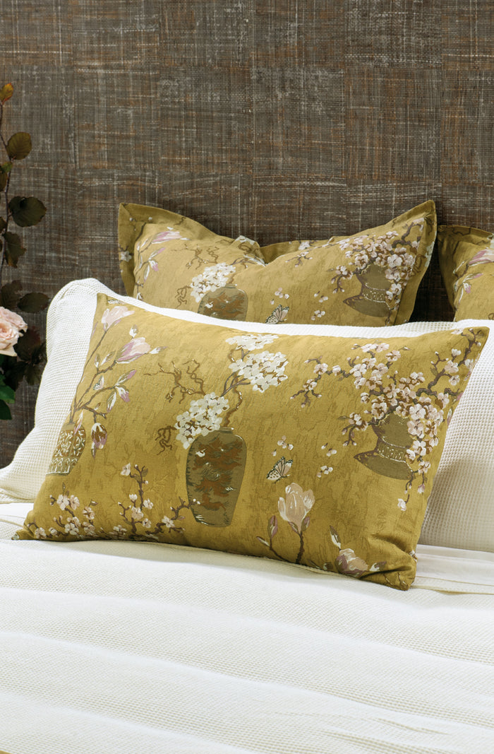 Ikebana Ochre Pillowcase Pair