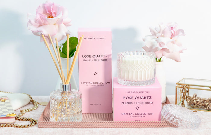 Candle - Rose Quartz - Peonies + Fresh Roses