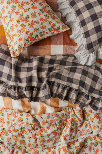 Licorice Gingham Ruffle Pillowcase - Set of 2