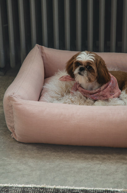 pink chambray pet beds