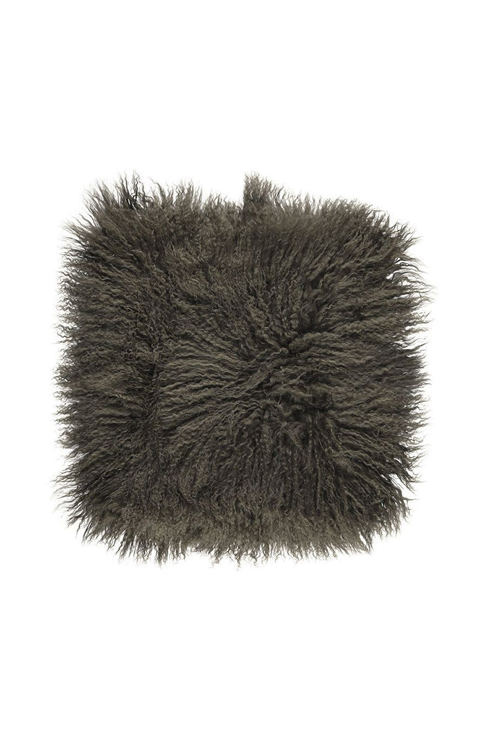 tibetan sheepskin cushion - hedge green