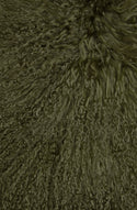 tibetan sheepskin cushion - hedge green