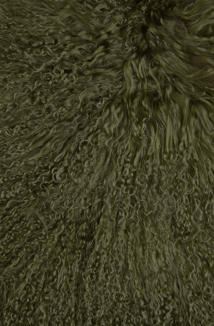 tibetan sheepskin cushion - hedge green