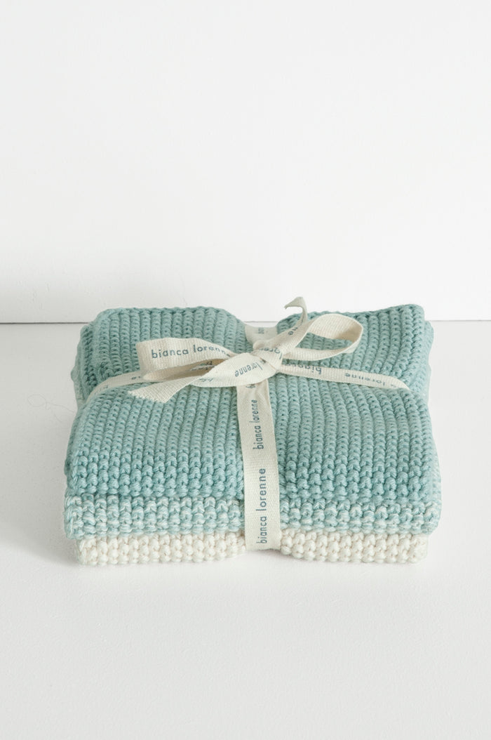 Lavette Duck Egg Washcloths - Set of Three