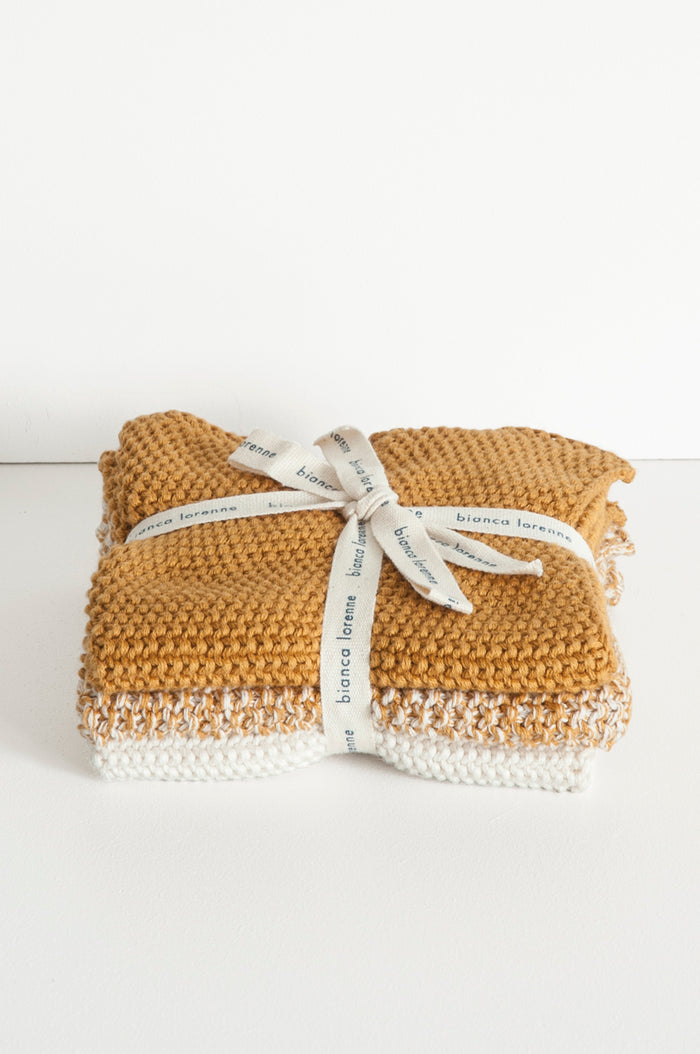 Lavette Ochre Washcloths - Set of Three