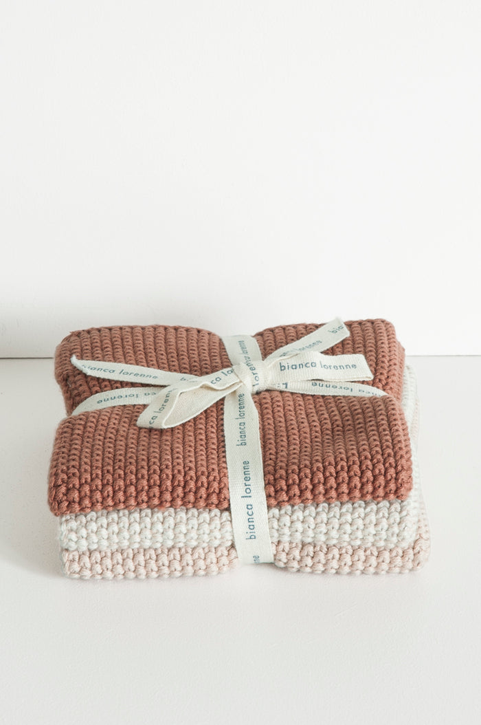 Lavette Vintage Rose Washcloths - Set of Three